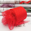 6cm 25Yards Golden Dotted Tulle Glitter Ribbon Organza Mesh Fabric Belt - KiwisLove