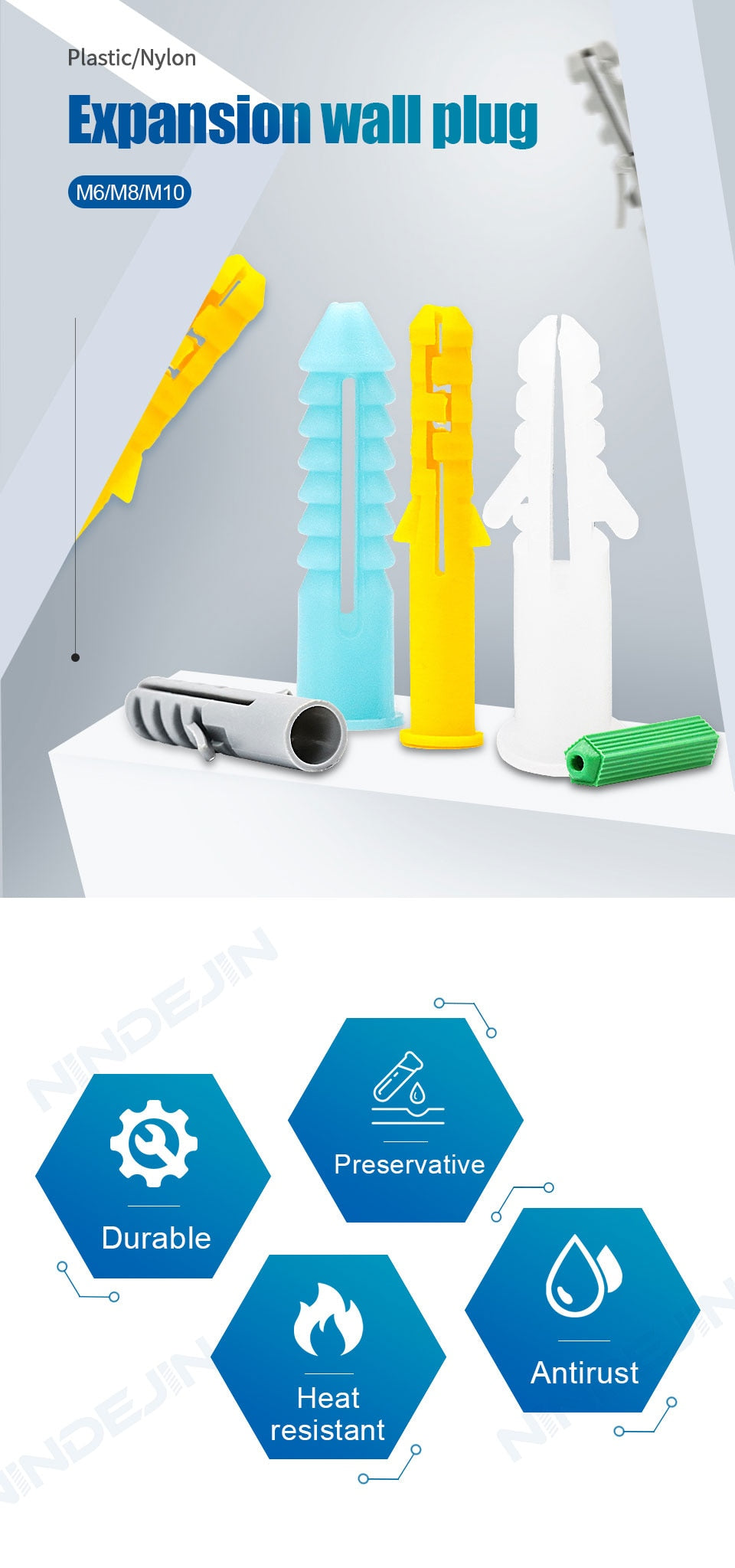 100pcs Plastic Expansion Anchors Drywall Wall Anchors Plugs for Screw - KiwisLove