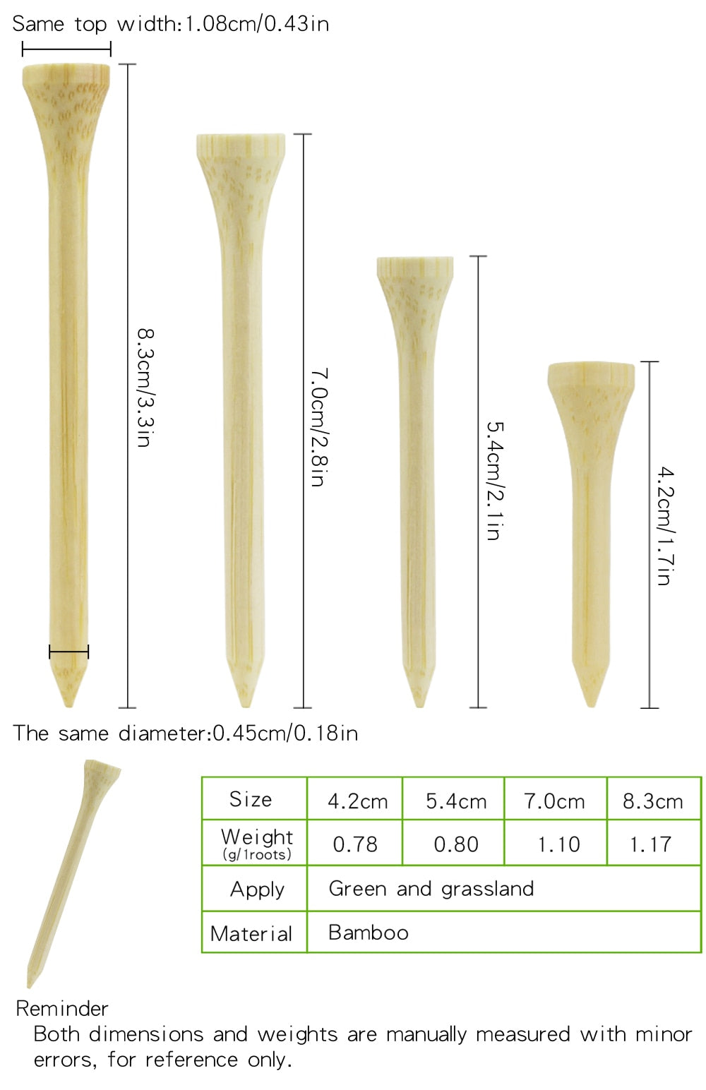 100Pcs/Set Golf Tees Bamboo Tee Golf Balls Holder - KiwisLove