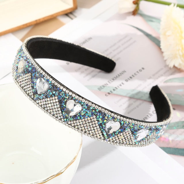 Crystal Headbands Fashion Hair Hoop Bands Bezel Luxurious Rhinestones Sponge - KiwisLove