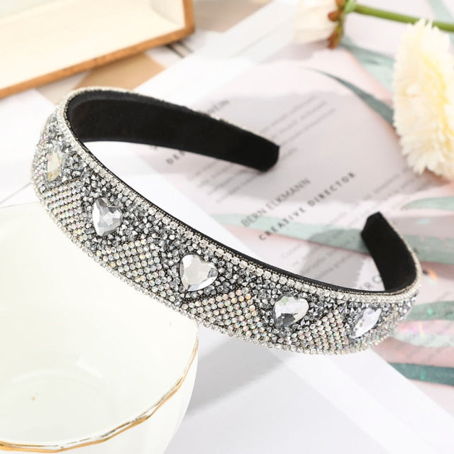 Crystal Headbands Fashion Hair Hoop Bands Bezel Luxurious Rhinestones Sponge - KiwisLove