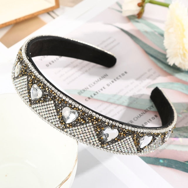 Crystal Headbands Fashion Hair Hoop Bands Bezel Luxurious Rhinestones Sponge - KiwisLove