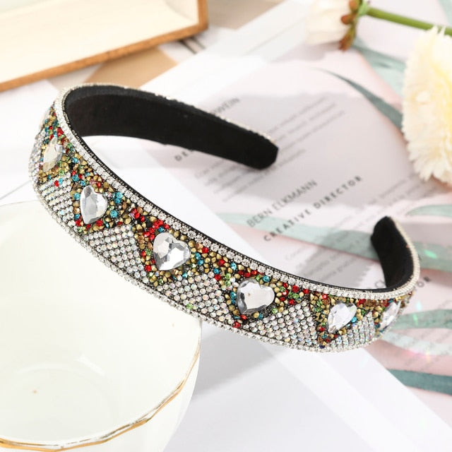 Crystal Headbands Fashion Hair Hoop Bands Bezel Luxurious Rhinestones Sponge - KiwisLove