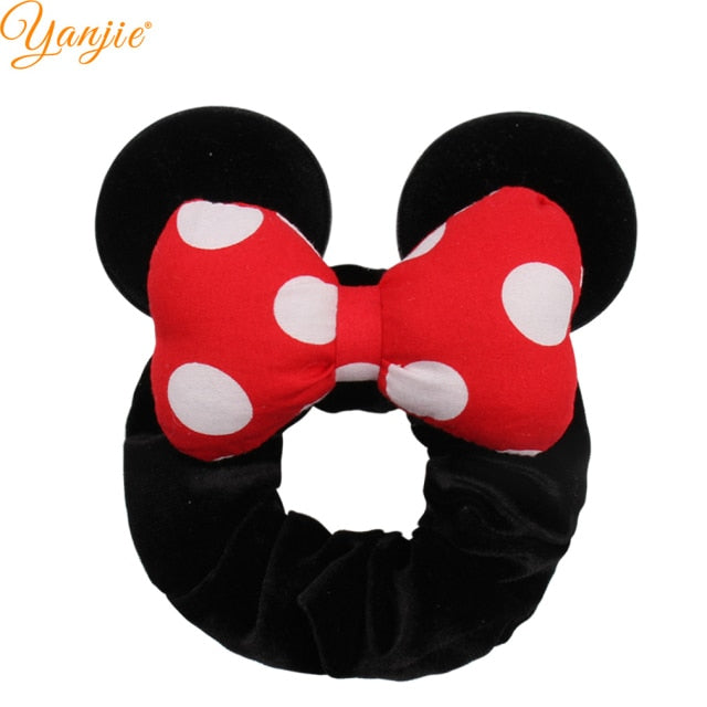 2021 New  Pretty Mouse Ears Sequins Hair Bow Women Velvet Scrunchies - KiwisLove