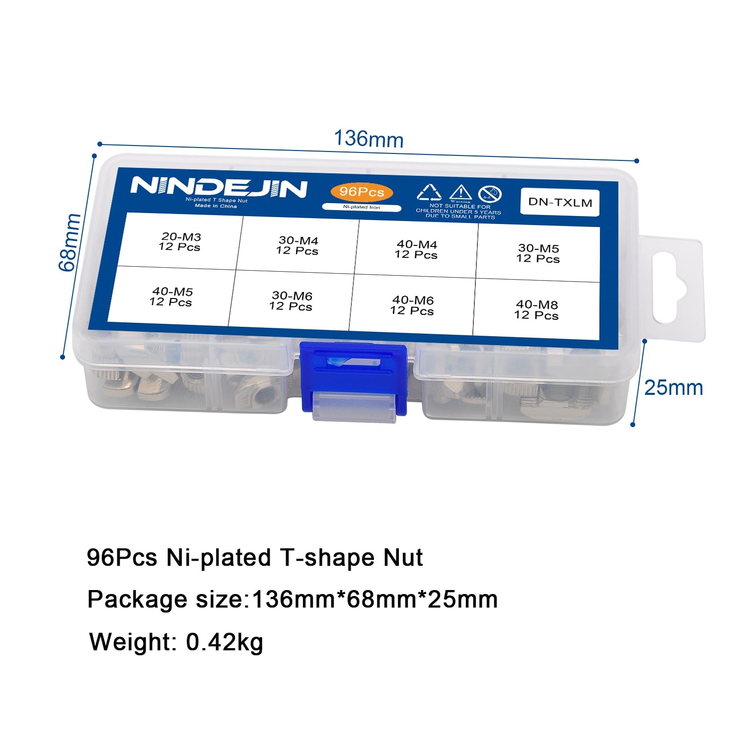 96pcs T Slot Nut Hammer Head Sliding T Nut Fasteners Drop In T-nut Set - KiwisLove