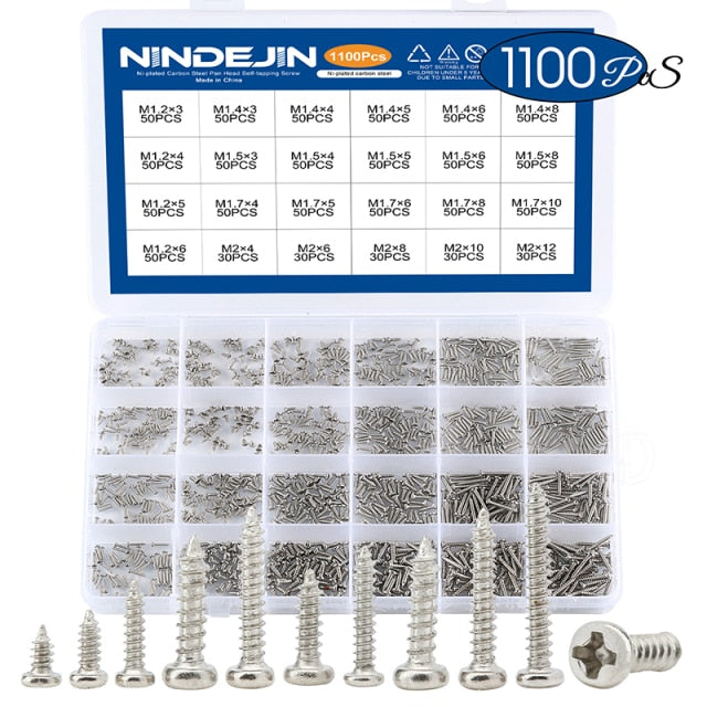 1100pcs Round Pan Head Tapping Screws laptop computer screw Phillips kit - KiwisLove