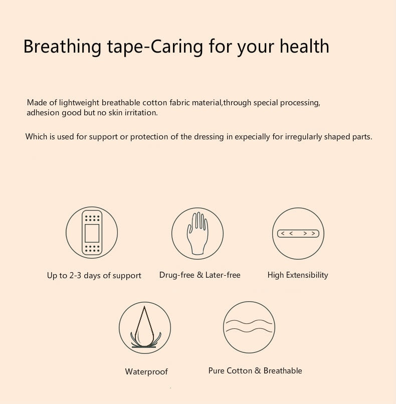 Kindmax Fixed Tape Kinesiology Tape for Muscle Knee Pain Relief, Lift Up Beauty Wrinkle Face Tapes First-aid Kit 5cm 5m - KiwisLove