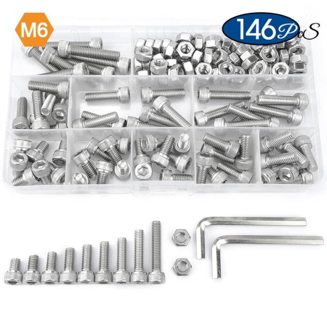 NINDEJIN Hex Hexagon socket cap head screws set allen head screw kit - KiwisLove