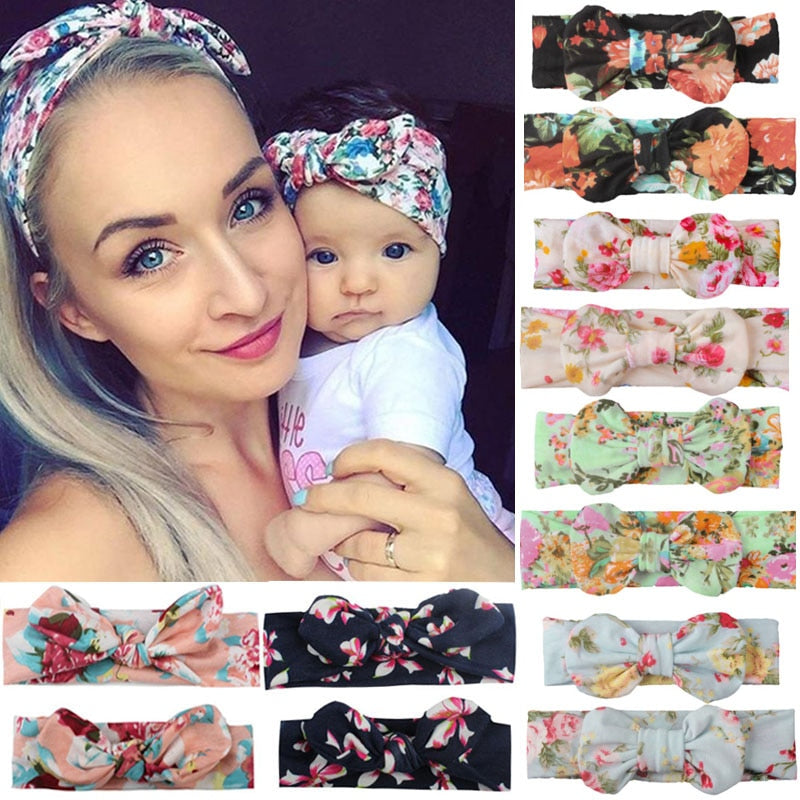 Mama & Baby Set Headwear Bowknot Elastic HeadBands - KiwisLove