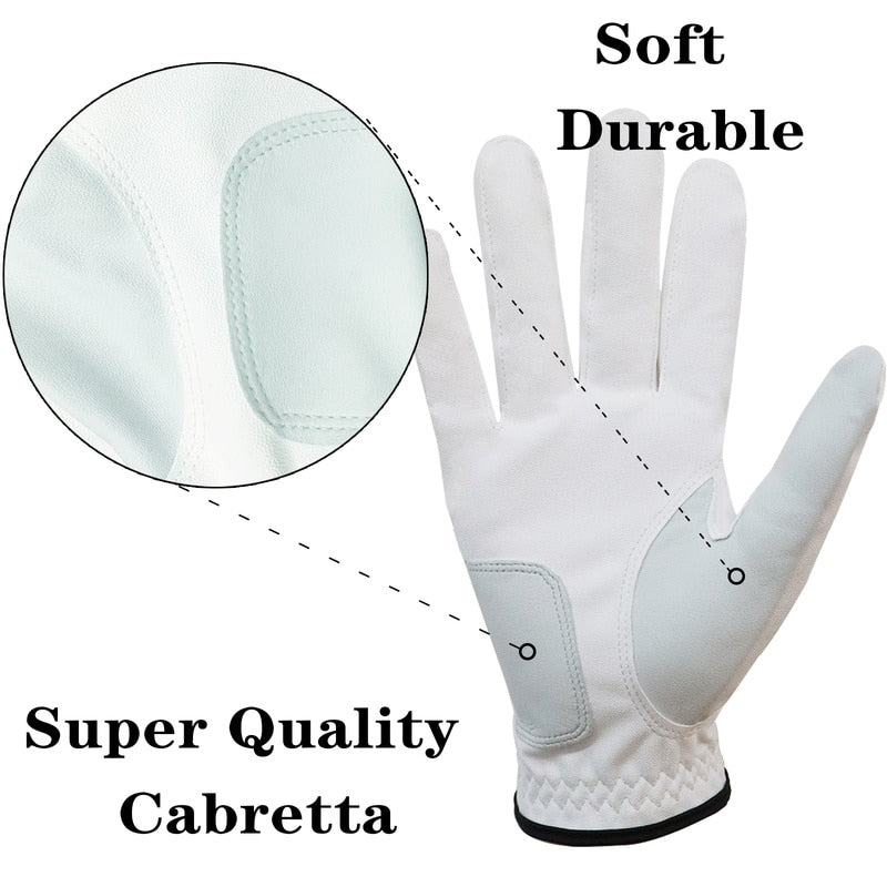 5 pcs Premium Cabretta Leather Golf Gloves Men Left Right Hand Rain Grip - KiwisLove