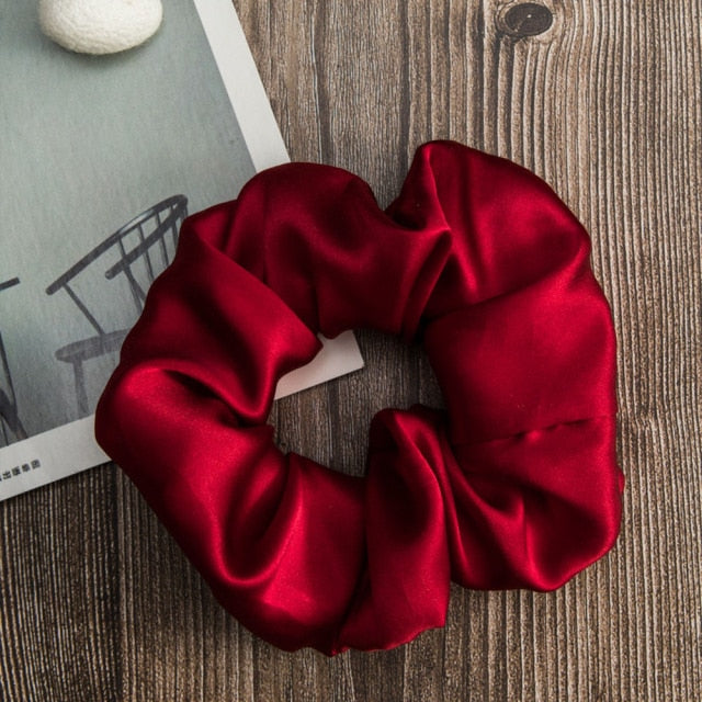 100% Silk Scrunchies Hair  Bands Ties Elastics Ponytail Holders - KiwisLove