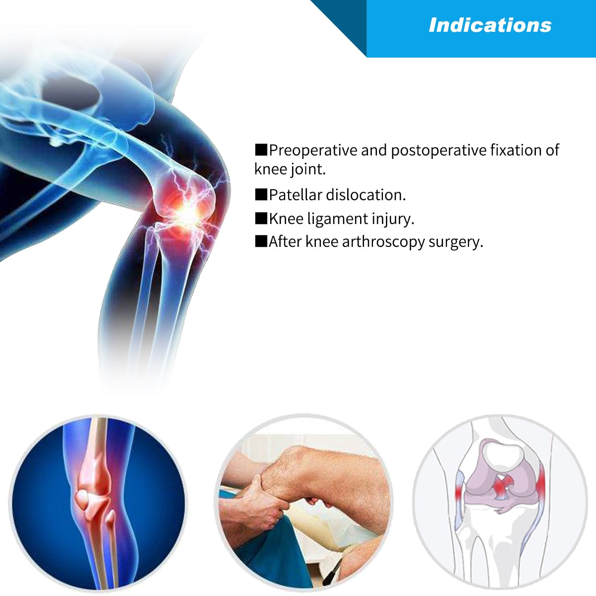 Tri-Panel Knee Immobilizer Brace Immobilizer Knee Splint Comfort Rigid Support - KiwisLove