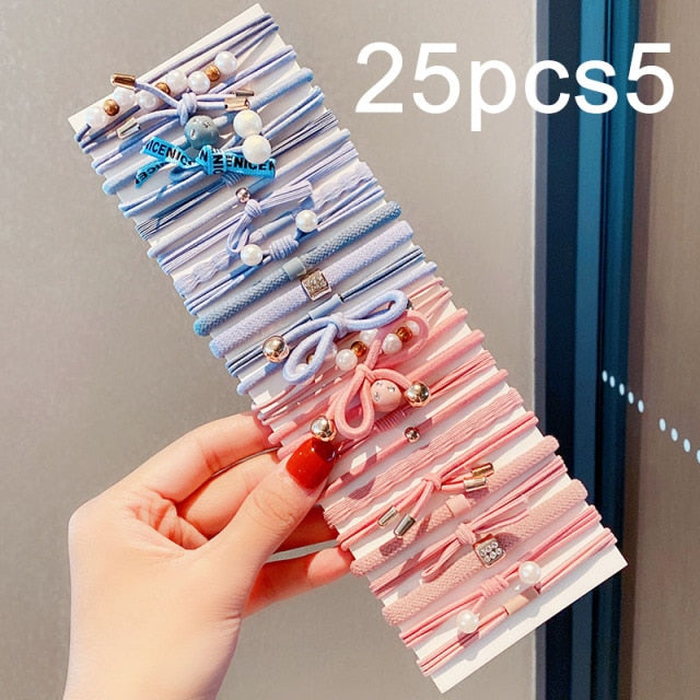 Colorful Pearl Elastic Hair Bands Scrunchies Ponytail Hold Rubber Bands - KiwisLove