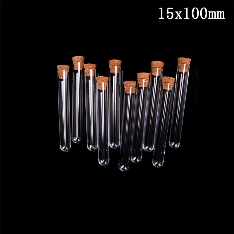 10Pcs/Lot 15x100mm Plastic Test Tube with Cork Clear - KiwisLove