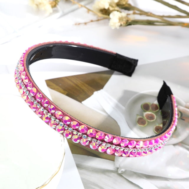 Crystal Headbands Fashion Hair Hoop Bands Bezel Luxurious Rhinestones Sponge - KiwisLove