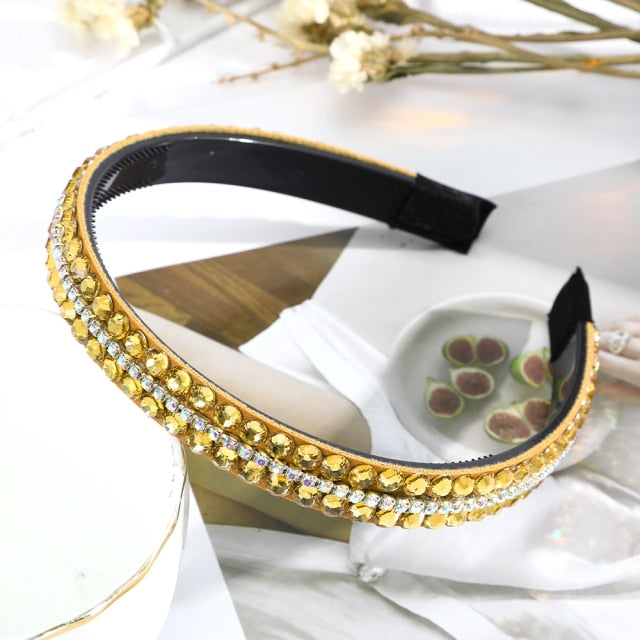 Crystal Headbands Fashion Hair Hoop Bands Bezel Luxurious Rhinestones Sponge - KiwisLove