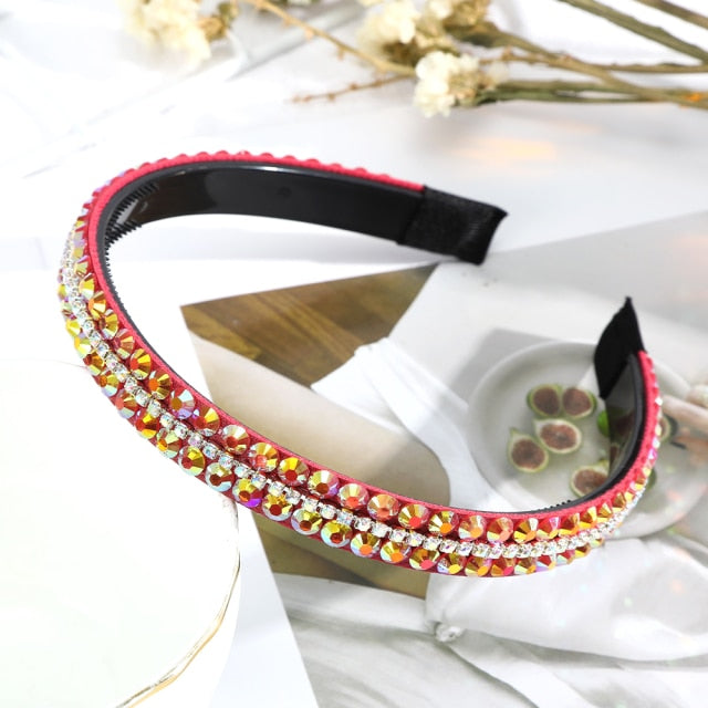 Crystal Headbands Fashion Hair Hoop Bands Bezel Luxurious Rhinestones Sponge - KiwisLove
