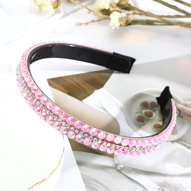 Crystal Headbands Fashion Hair Hoop Bands Bezel Luxurious Rhinestones Sponge - KiwisLove