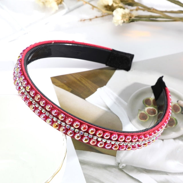 Crystal Headbands Fashion Hair Hoop Bands Bezel Luxurious Rhinestones Sponge - KiwisLove