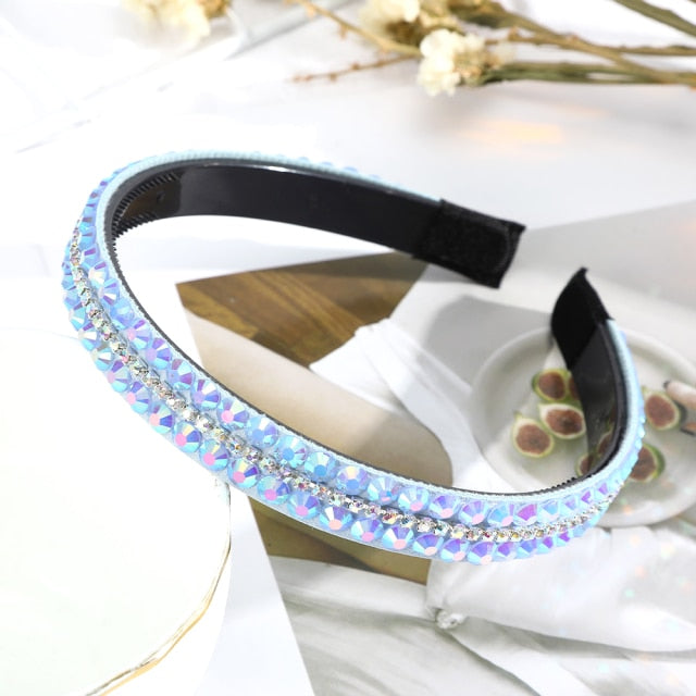 Crystal Headbands Fashion Hair Hoop Bands Bezel Luxurious Rhinestones Sponge - KiwisLove