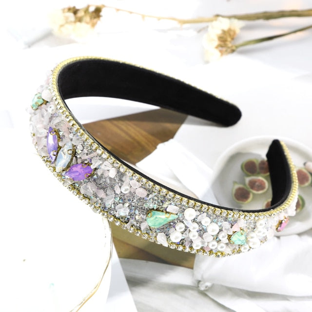 Crystal Headbands Fashion Hair Hoop Bands Bezel Luxurious Rhinestones Sponge - KiwisLove