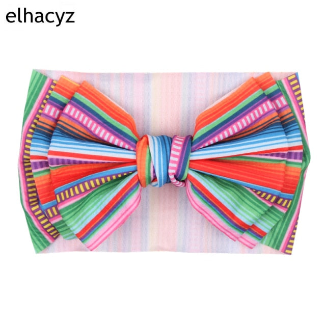 6'' Double Layer Hair Bow Headband Girls Summer Elastic Hair Bands - KiwisLove