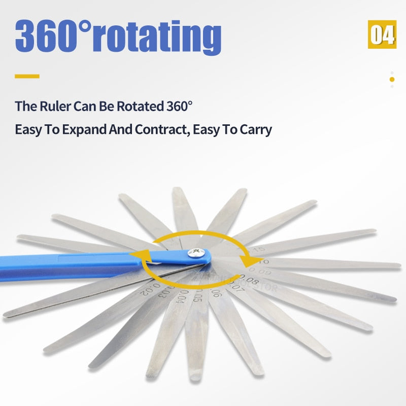 Length Metric Feeler Gauge Thickness Gage Set Blade Gap Filler Valve Measurement Layout - KiwisLove