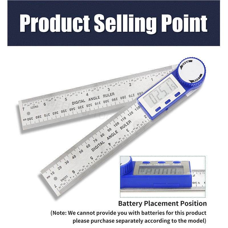 Digital Protractor Angle Ruler Metric Goniometer 360 Degree Stainless Steel - KiwisLove