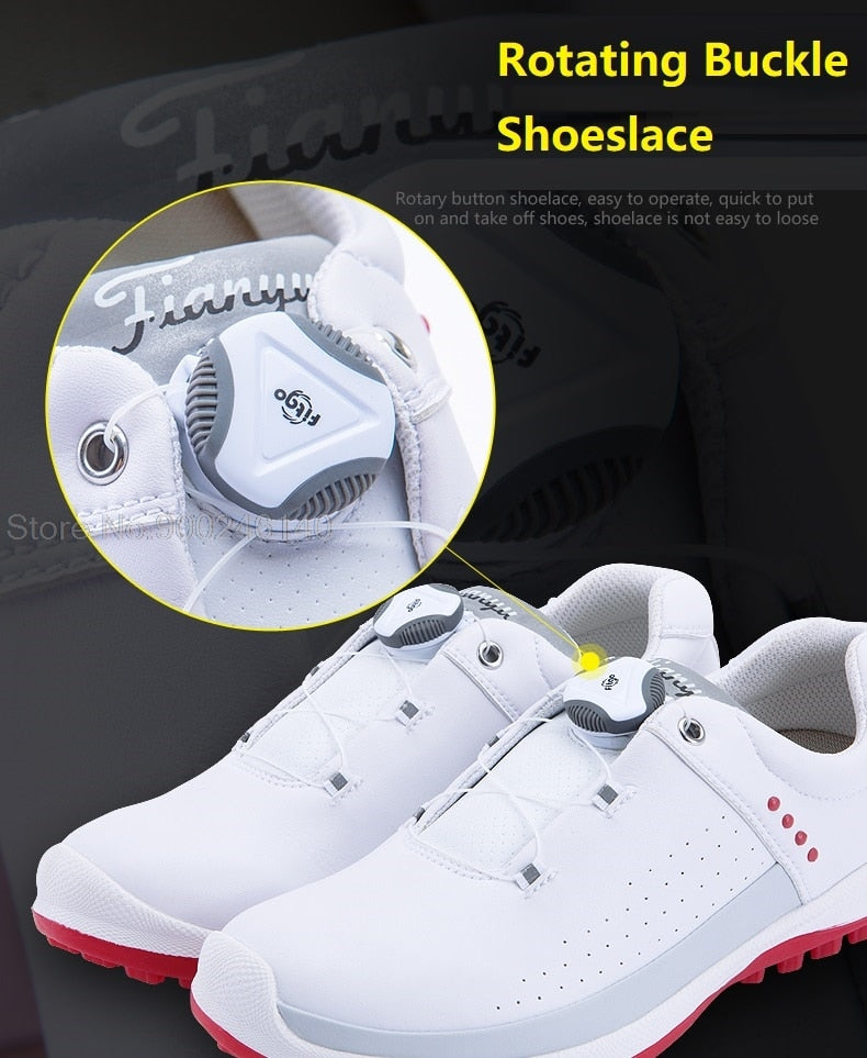 Waterproof Golf Shoes Women Spikes Athletic Sneakes Knob Buckle - KiwisLove