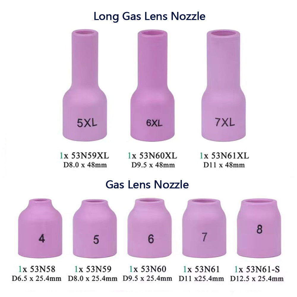 46Pcs TIG Welding Torch Stubby Gas Lens TIG Back Cap Collet Bodies Spares Kit - KiwisLove