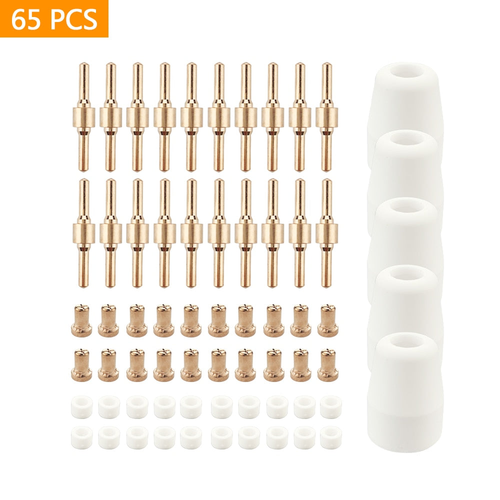 65Pcs Plasma Cutter Tip Electrodes & Nozzles Kit Consumable For PT31 CUT 30 40 50 Plasma Cutter Welding Tools - KiwisLove