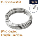 304 Stainless Steel PVC Coated  Wire Rope soft Cable Transparent 5mm - KiwisLove
