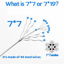 5/10m 304 Stainless Steel Wire Rope Soft Fishing Lifting Cable 7×7/7*19 Clothesline 0.8mm 1mm 1.5mm 2mm 3mm 4mm Aluminum sleeve - KiwisLove