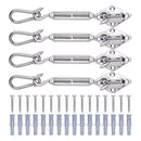Shade Sail Stainless Steel Kit Turnbuckle Pad Eye Carabiner Clip Hook Screw - KiwisLove