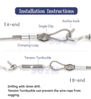 PVC Coated Wire Rope Soft Cable 304 Stainless Steel Kit  Windproof clip - KiwisLove