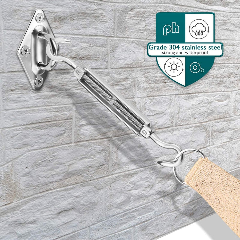 6mm Shade Sail Kit Flexible Stainless Steel Wire Rope Turnbuckle Snap Hook - KiwisLove