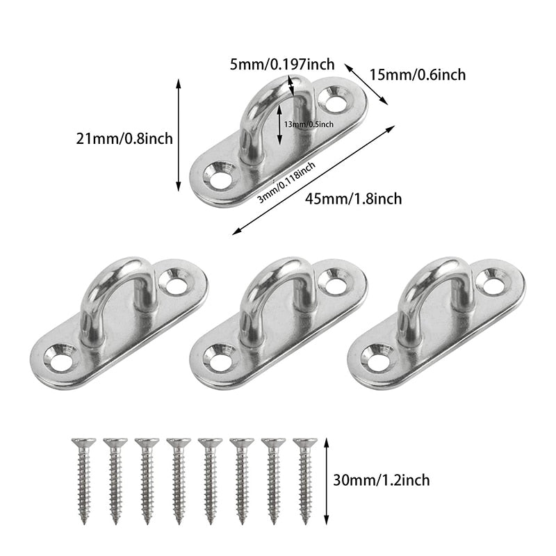 4 sets 304 Stainless Steel Hook Pad Eye Plate Marine Staple Hook Loop - KiwisLove