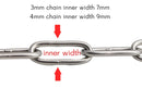 Stainless Steel 304 Long Link Chain  With Two Snap Hooks - KiwisLove