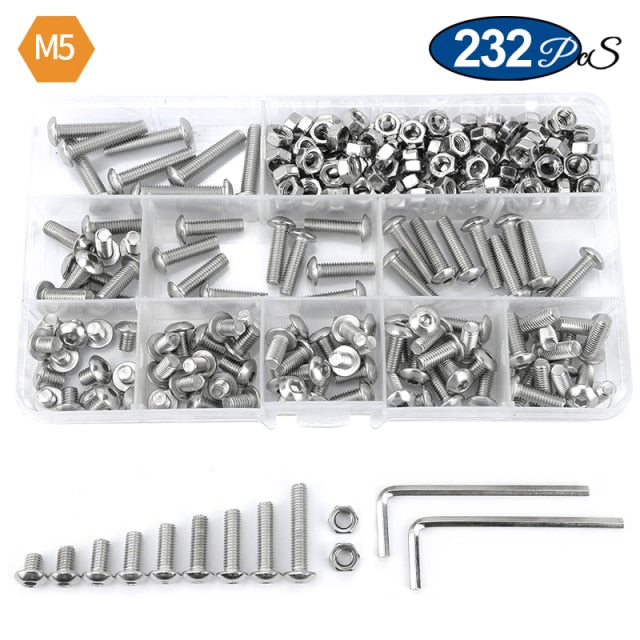 round head hex hexagon socket screw set allen head bolt and nut kit - KiwisLove