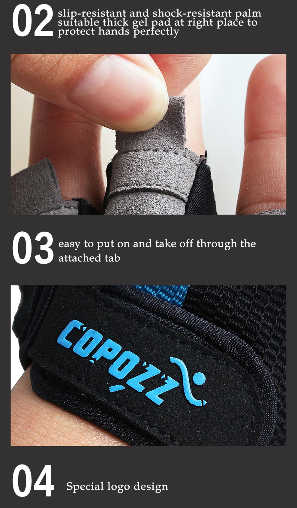 COPOZZ Cycling Gloves Half Finger Men Shockproof Bike Gloves GEL MTB - KiwisLove