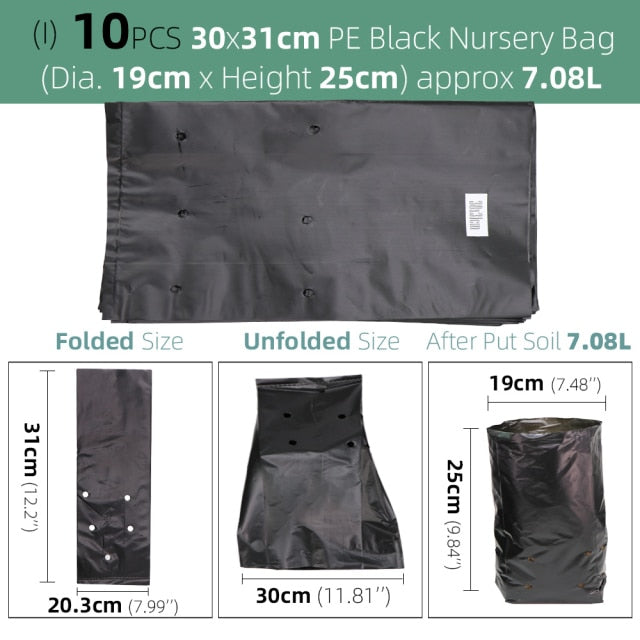 Garden PE Environmental Black Plastic Breathable Anti-UV Nursery Bags - KiwisLove