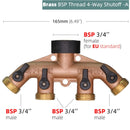Brass 4-Ways Thread  Hose Splitter Heavy Duty Tap Tubing Adapter Switcher Connector - KiwisLove
