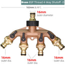 Brass 4-Ways Thread  Hose Splitter Heavy Duty Tap Tubing Adapter Switcher Connector - KiwisLove