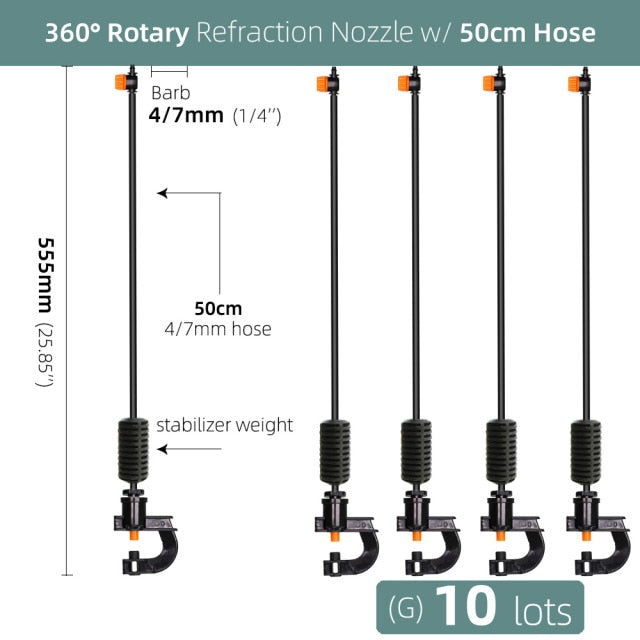 360° Greenhouse Refraction Micro Nozzle Garden Drip Irrigation Misting - KiwisLove