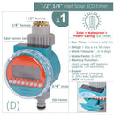 Water Timer Rain Sensor Solar LCD Double Dial Ball Valve Controller - KiwisLove