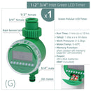 Water Timer Rain Sensor Solar LCD Double Dial Ball Valve Controller - KiwisLove
