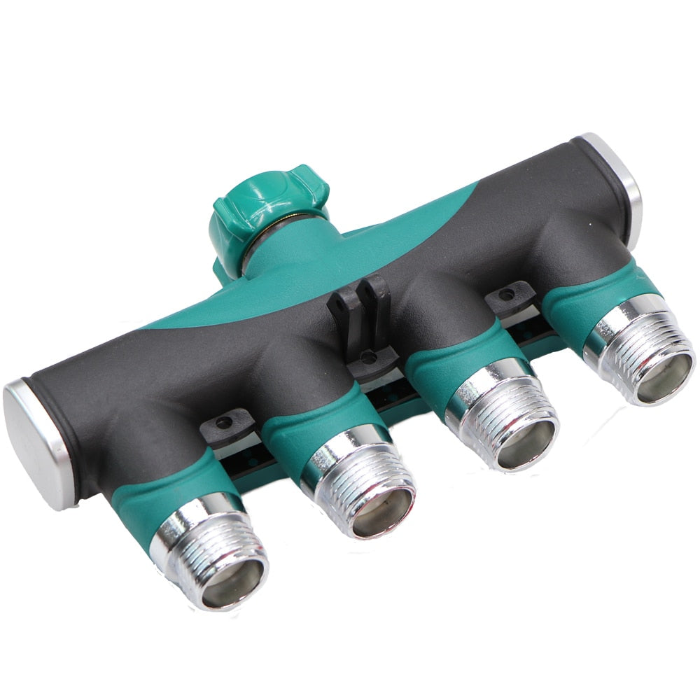 4-Way Water Splitter Zinc Alloy Body Shut Off Valve Faucet Adapter - KiwisLove