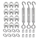 Turnbuckle Tension Clip/Clamp Thimble  Crimping Loop Set for 6mm Wire - KiwisLove