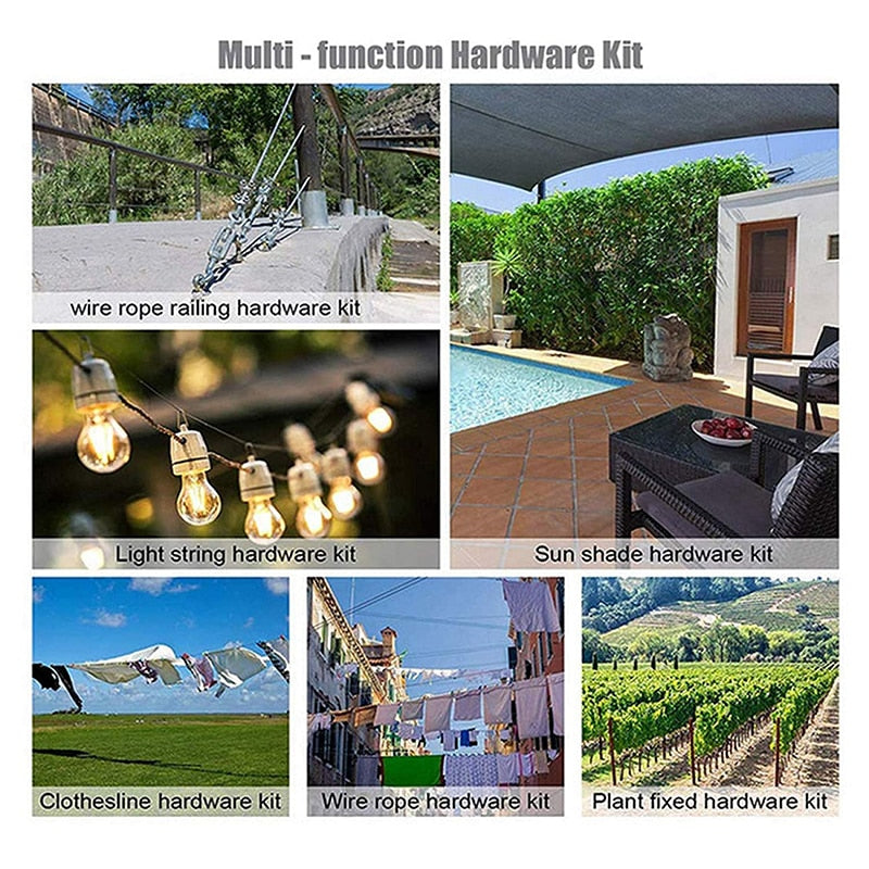 30M Stainless steel rope 2mm kit turnbuckle crimping loops - KiwisLove