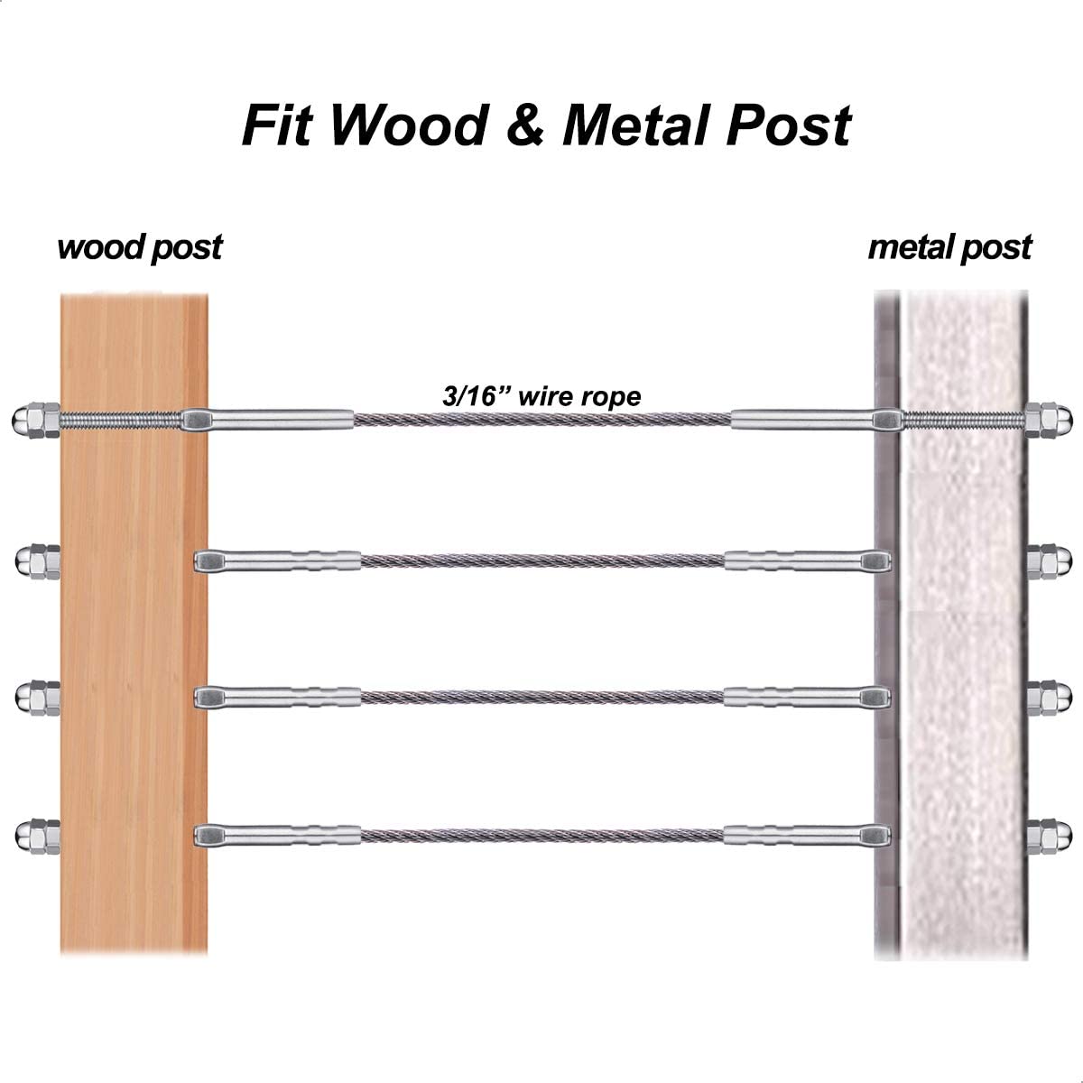 Cable Railing Swage Threaded Stud Tension End Fitting Terminal T316 - KiwisLove